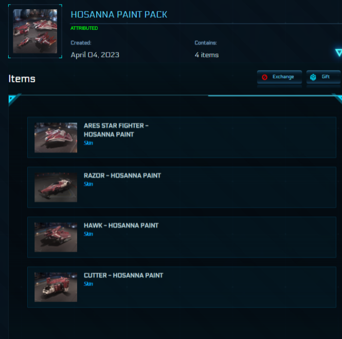 SC_Sante's tweet photo. I am excited to announce our first giveaway for our 1 year anniversary! Follow, like and retweet this for a chance to win this lovely Hosanna Paint Pack! #StarCitizen #Giveaway https://t.co/etsoCqq2c8