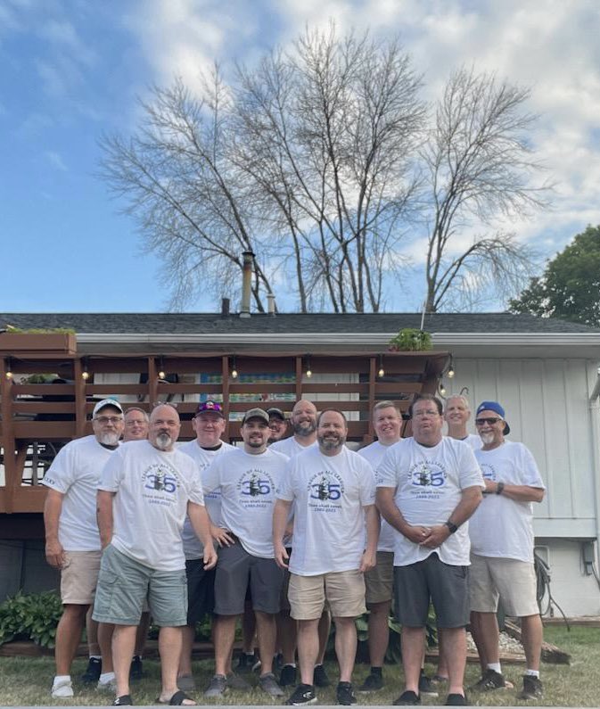 AndyHallRadio's tweet photo. Year 35 for the League Of All Leagues - best #fantasyfootball league on TWO planets!!

Big thanks to Tony for being a hospitable and gracious host…

And to the citizens of Webster City, Iowa…apologies.

#LOAL https://t.co/frVZ6dvjjd