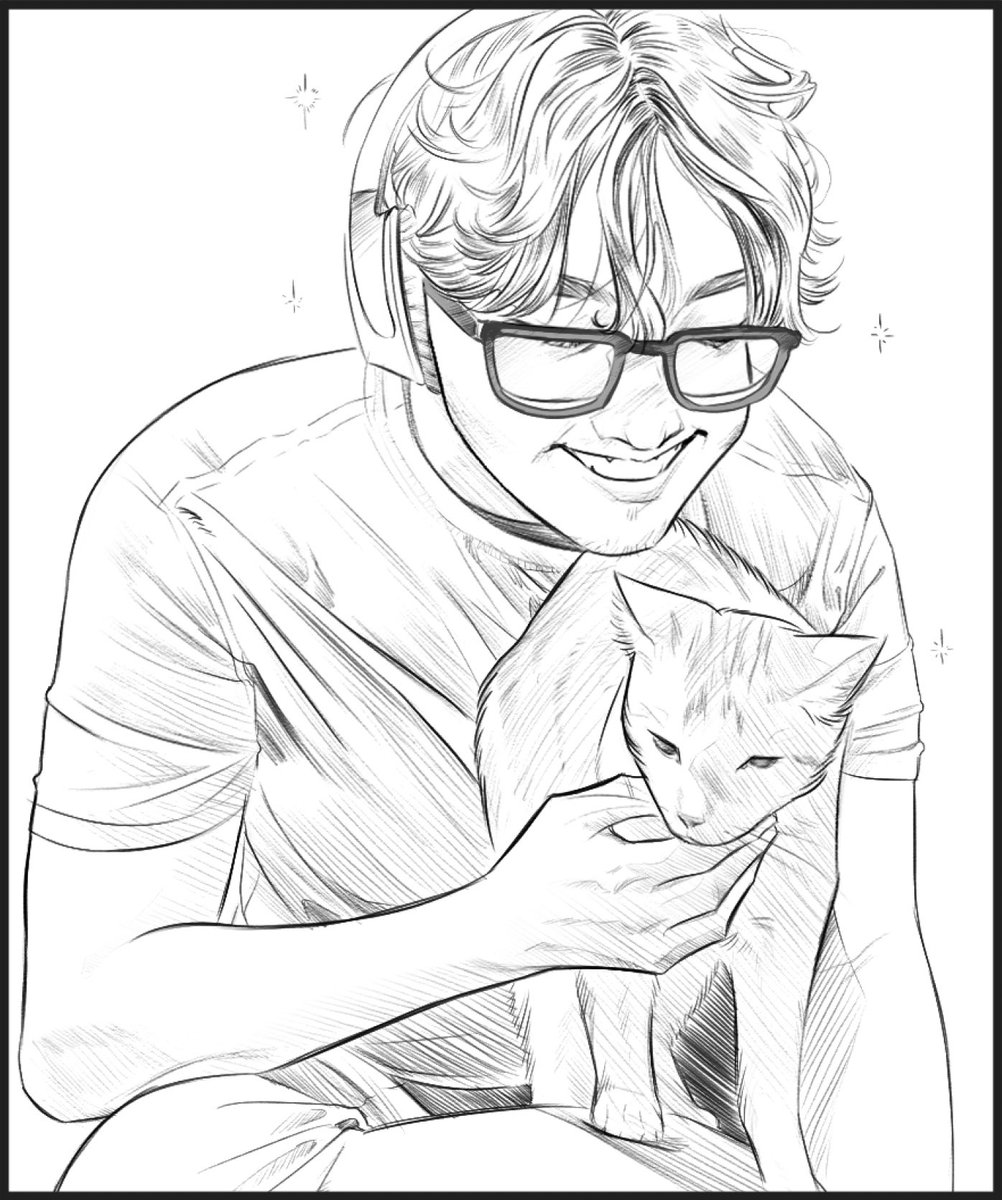 #GoCatBoys saw this cat man and drew him and his human.