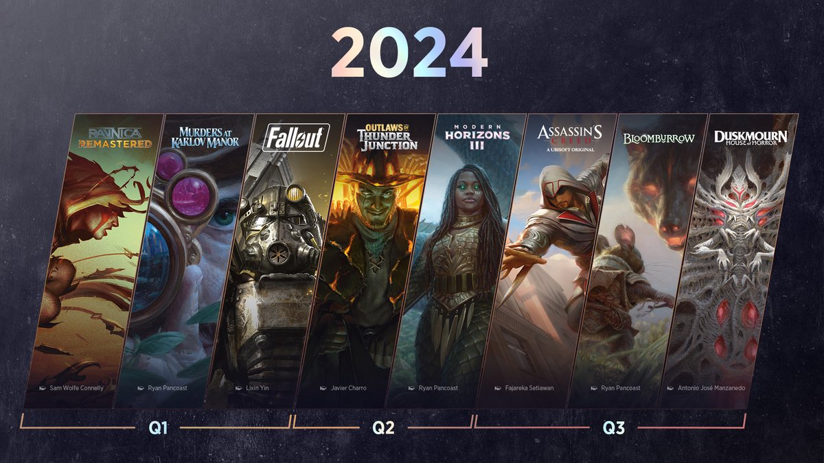GoodGamesAus's tweet image. The next THREE years of #magictcg were announced this weekend at #GenCon - we can't wait to see some of these sets! 🎉

Cowboys 🤠, a death-race 🏎️, a new Modern Horizons set, plenty of Universes Beyond products, and more await #Magic players in the coming years!