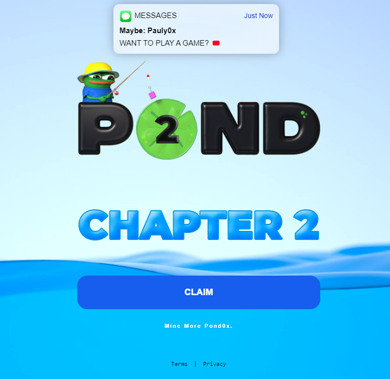 FinnLeeETH's tweet photo. @Pauly0x @Pond0x $PNDX Chapter 2 claim Live Now 👇

https://t.co/Kkm4OzwT7K https://t.co/fn3xvh3zyP