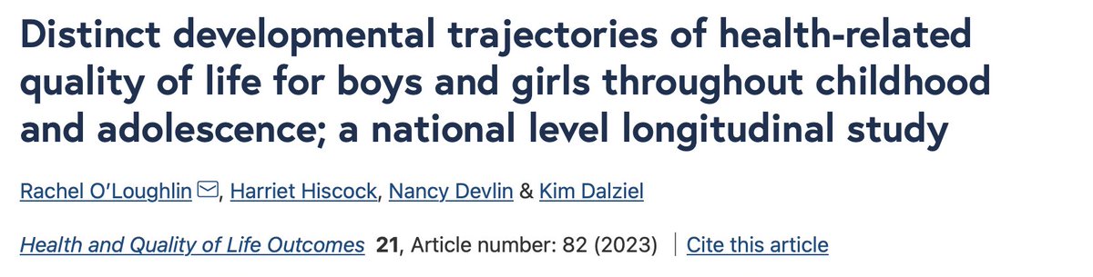 QUOKKA Research Program (@quokka_research) on Twitter photo 1/2 *new* paper from <a href="/HEU_unimelb/">Melbourne Health Economics</a> PhD student Rachel O'Loughlin: 'Distinct developmental trajectories of HRQoL for boys & girls throughout childhood and adolescence; a national level longitudinal study' HQLO <a href="/HarrietHiscock/">Harriet Hiscock</a> <a href="/kmdalziel/">Kim Dalziel</a> <a href="/nancydevlin1/">nance devlin</a>
👉tinyurl.com/36zy98mh 1/2 *new* paper from <a href="/HEU_unimelb/">Melbourne Health Economics</a> PhD student Rachel O'Loughlin: 'Distinct developmental trajectories of HRQoL for boys & girls throughout childhood and adolescence; a national level longitudinal study' HQLO <a href="/HarrietHiscock/">Harriet Hiscock</a> <a href="/kmdalziel/">Kim Dalziel</a> <a href="/nancydevlin1/">nance devlin</a>
👉tinyurl.com/36zy98mh