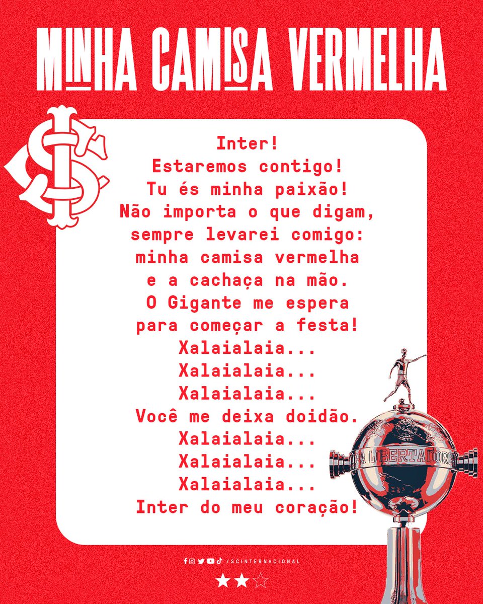 SCInternacional's tweet photo. Das que são cantadas há mais de 15 anos àquela que acabou de surgir e já conquistou o Beira-Rio, diversas letras representam o sentimento da torcida colorada por seu melhor amigo. 🎶❤️

Qual a tua preferida? Responde nos comentários (e vai preparando a voz pra amanhã)! ⬇️💬 https://t.co/2h4vefKp0z