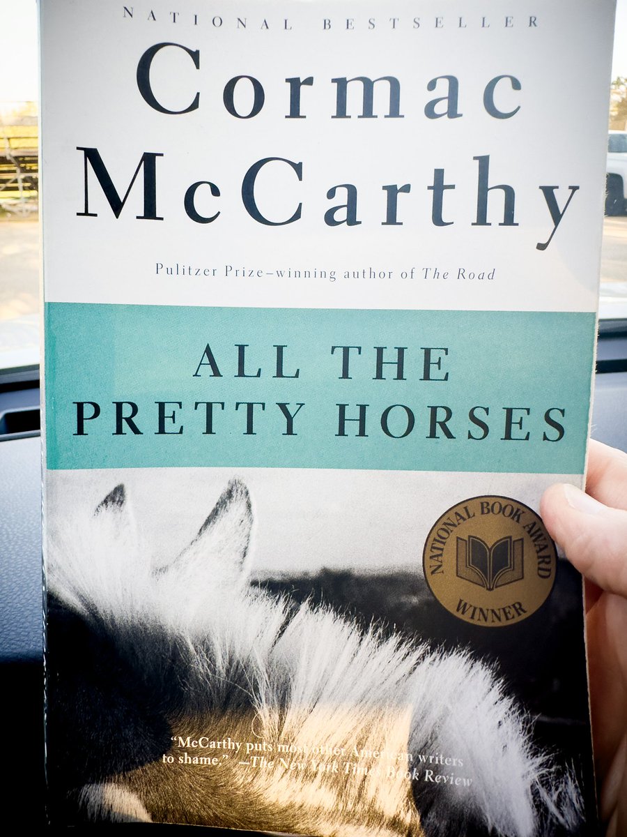 lancejorton's tweet image. One of the best books I’ve ever read. 

When the weekend started, I was about 40 pages in. I dropped off William this evening and headed to the park to wander. I read the last 10 pages in the parking lot. What an amazing journey. 

#cormacmccarthy #alltheprettyhorses