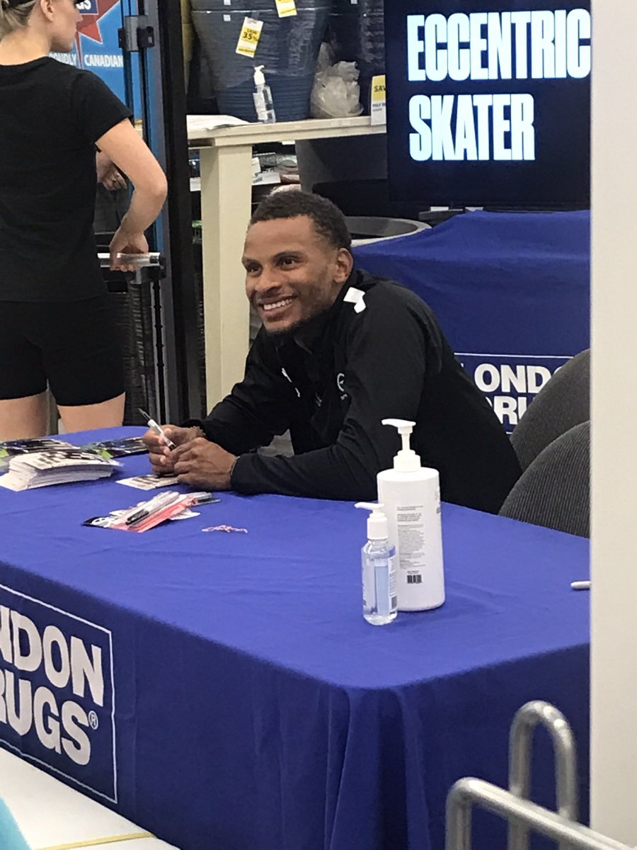 sburges12's tweet photo. Andre de Grasse was here at London Drugs in Langley. He was signing autographs and promoting exercising equipment. He has a great smile.  

He had a lot to smile about. He finally received an upgrade from a bronze to a silver because the British relay team illegal dopping. https://t.co/6oqFW1eTXa