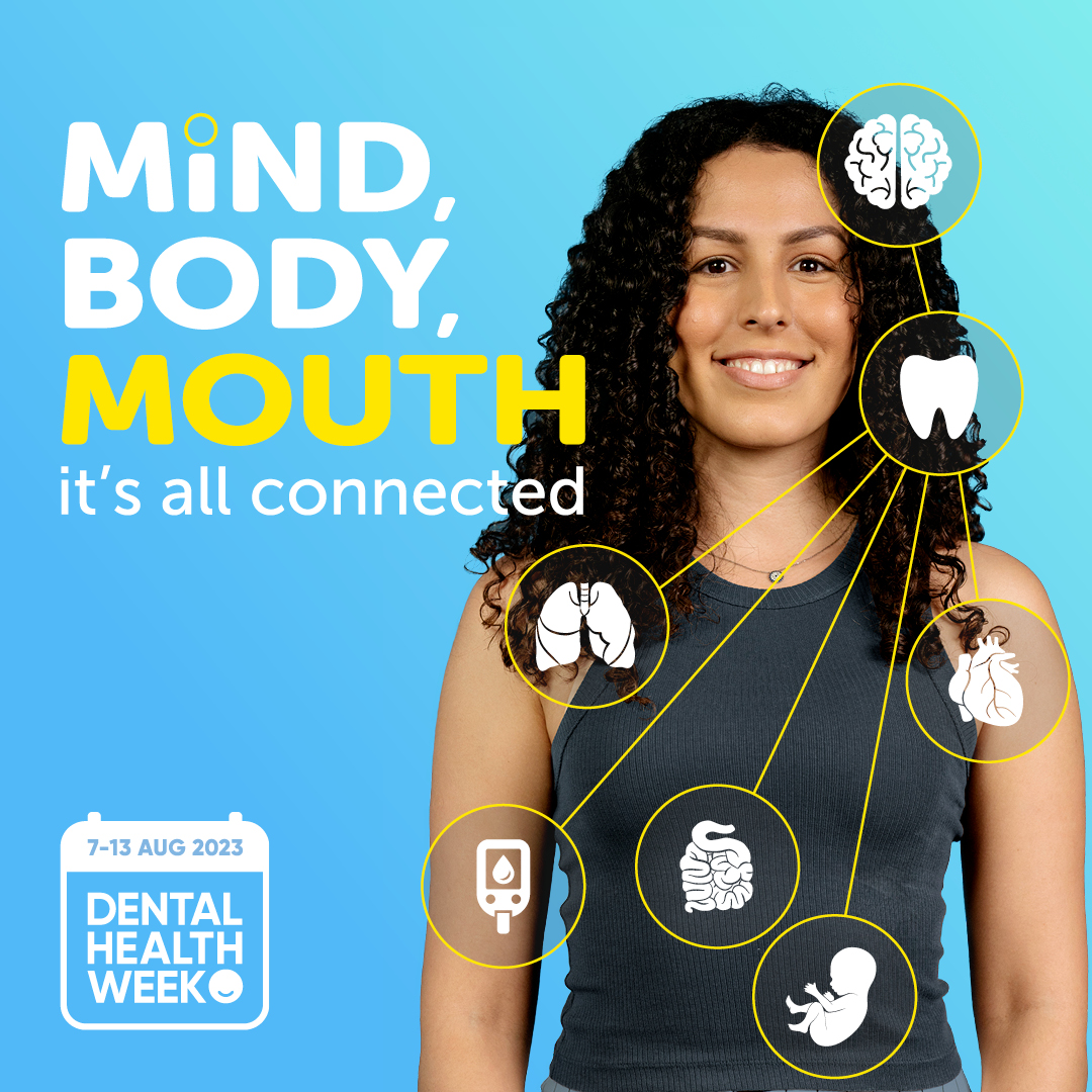 Mind, body, mouth – it’s all connected! 

This #DentalHealthWeek, <a href="/AUS_Dental/">Australian Dental Association</a> is encouraging Australians to take care of their teeth and gums, to help us all keep a healthy smile for life.  

For more information about our #dental services visit: bit.ly/3qlzRC0