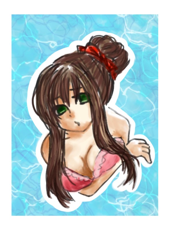 おっぱい描きたかったけど眠かったんでレイヤーの結合？やらなにやらしてしまい修正ができなくなったソフィアちゃん水着を朝にちょっと手直ししたやつ＼(^o^)／