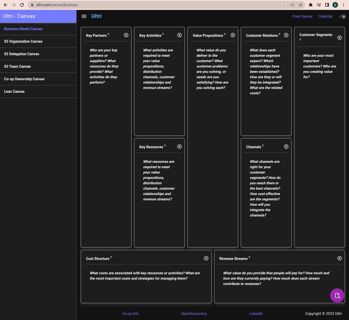 And of course dark mode is supported.
We'll have translations avilable in a few weeks.
#buildinpublic #startup #opensource #coop #canvas #planning #startups #localization #design #translations

ultri.com/canvas/business