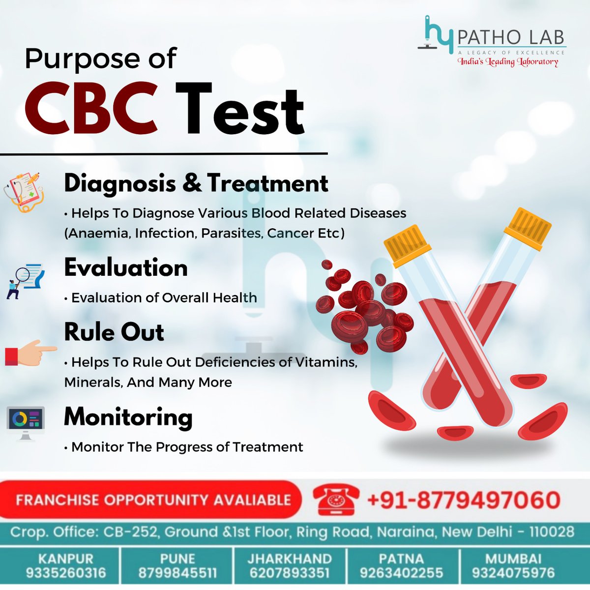 hy_patho's tweet photo. A complete blood count, or CBC, is a blood test that measures many different parts and features of your blood, including.
:
Call experts : 087794 97060.
:
:
:
#hypatholabpatna #hypatholab #pathology #laboratory #pathologylab #histology #covid #homereportdelivery #laboratorywork https://t.co/yrc2Ut4T8s