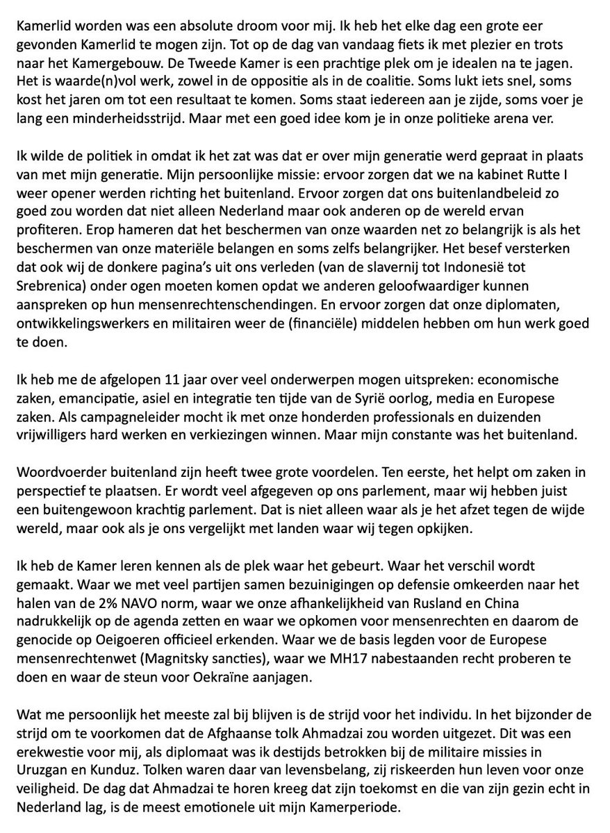 swsjoerdsma's tweet image. Het was een grote eer om de afgelopen elf jaar namens D66 Kamerlid te zijn, maar ik zal mij niet opnieuw kandideren.
Mijn brief: