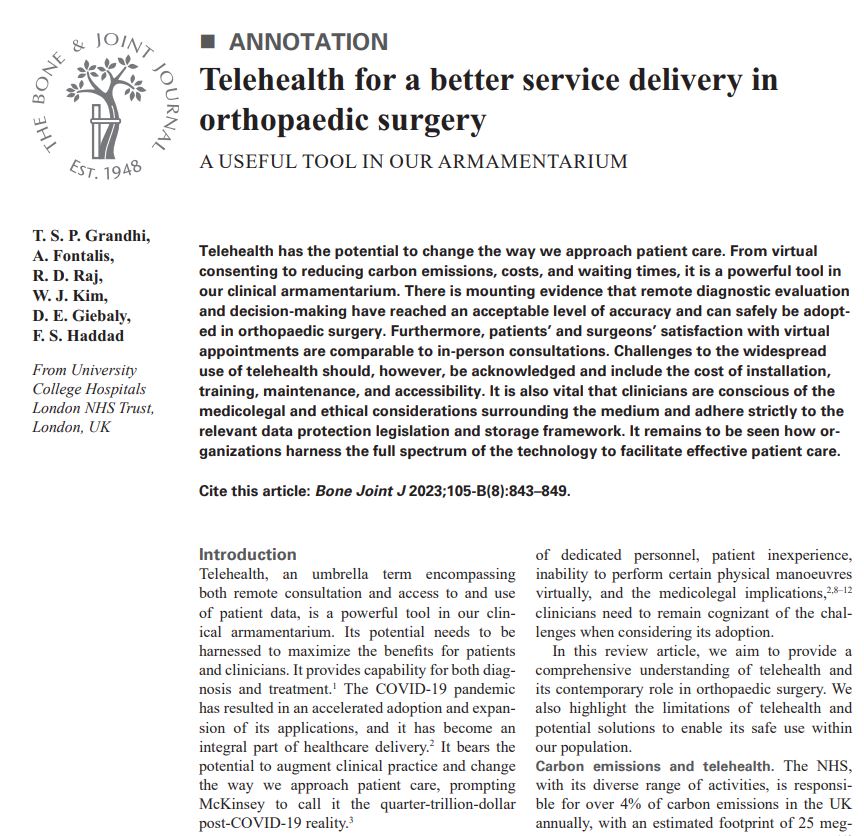 The Bone & Joint Journal (@bonejointj) on Twitter photo Virtual diagnosis and decision-making are an exciting new facet of telehealth which can change the way we approach patient care.
#OrthopedicSurgery #Telehealth #BJJ <a href="/SaiPrasanthgra1/">Sai Grandhi</a> <a href="/AFontalis/">Andreas Fontalis</a> <a href="/bjjeditor/">Prof Fares Haddad</a>
ow.ly/c2LN50PpZPM Virtual diagnosis and decision-making are an exciting new facet of telehealth which can change the way we approach patient care.
#OrthopedicSurgery #Telehealth #BJJ <a href="/SaiPrasanthgra1/">Sai Grandhi</a> <a href="/AFontalis/">Andreas Fontalis</a> <a href="/bjjeditor/">Prof Fares Haddad</a>
ow.ly/c2LN50PpZPM