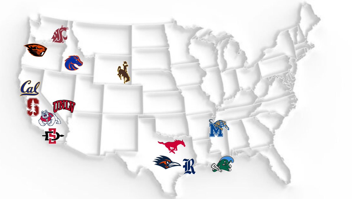 CFBmaps's tweet photo. 4) 14-team Conference
Due to rumours that PAC is looking to add SMU, Tulane, and a couple more AAC schools, I limited the amount of added AAC schools to 5.
SMU
MEMPHIS
TULANE
UTSA
RICE
#pac12 #pac4 #collegefootball #cfb #cfp #collegeathletics #pac #pacconference #aac #mwc https://t.co/RrtGs886g0