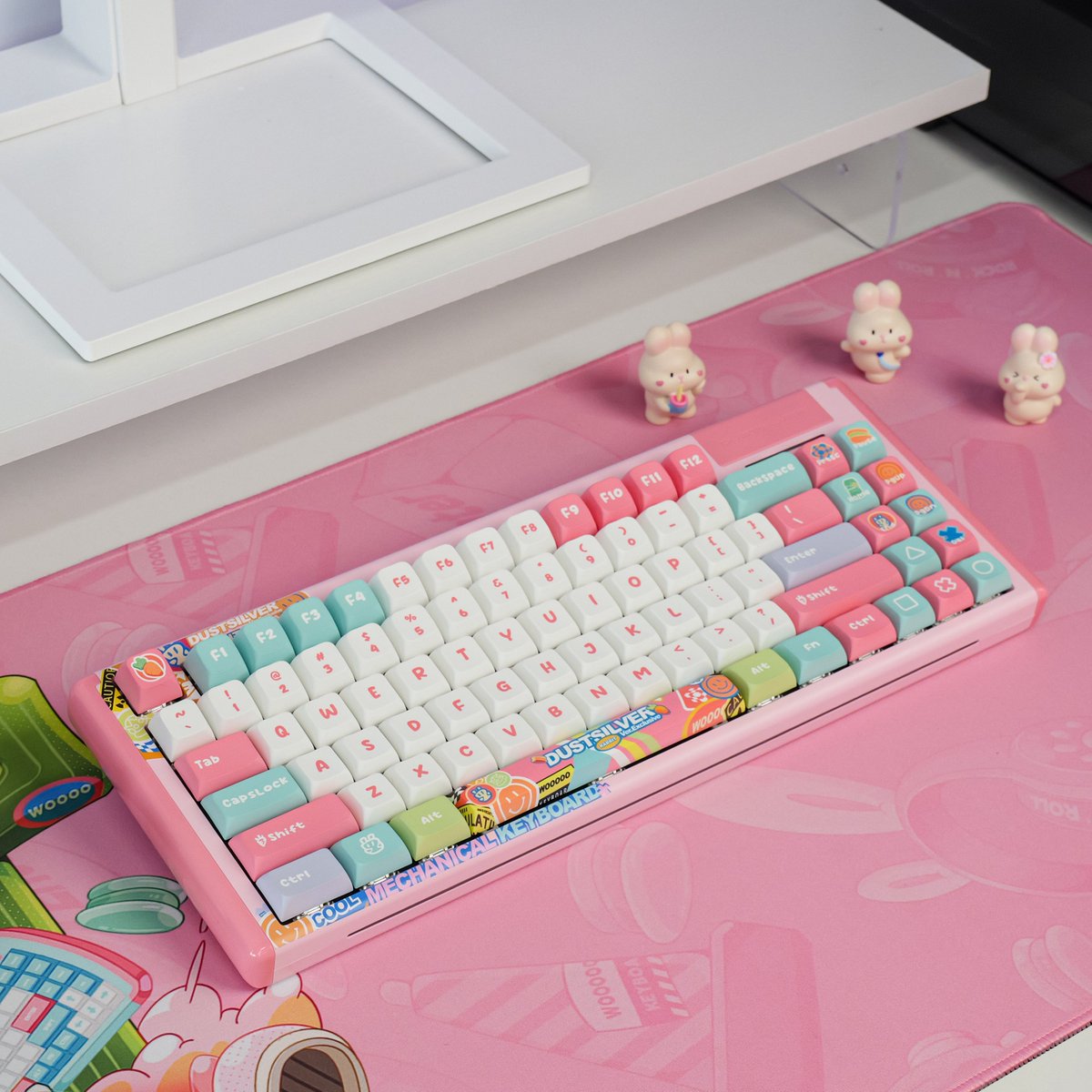 dustsilvergear's tweet photo. Adding some sweetness to your deskspace with this pink Kawaii keyboard! 🍬💕

⌨: Dustsilver D84 Kawaii Bunny
🔗Link in bio or go to https://t.co/gjOYsIhGuH

#dustsilver #dustsilverkeyboard #keyboards #mechanicalkeyboards #pinkroom #pinksetup #setup #deskup #gamingroom https://t.co/MuyCFb0jw0