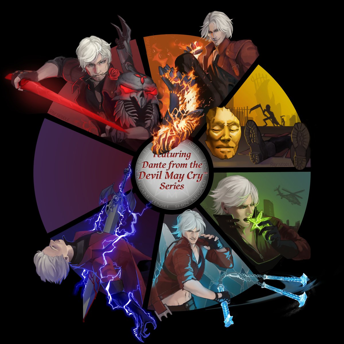 Ray_Noddle's tweet photo. Dark Blue is for Alastor! Now we have at least one Dante from every game. Only one missing now. Next, on the Dante, Featuring Dante From The Devil May Cry™ Series Color Wheel is Purple. https://t.co/L6XZa9pL1n