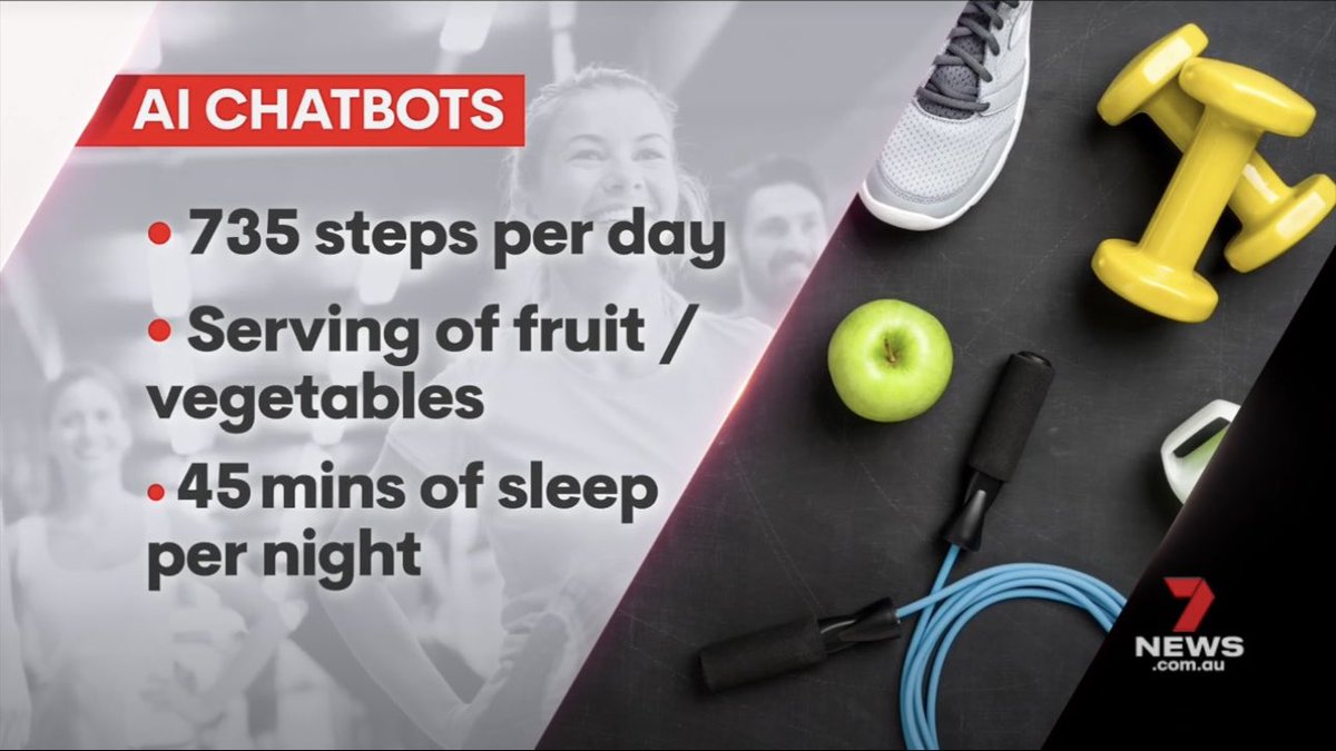 Ben Singh PhD (@bensinghphd) on Twitter photo Our recent work on #chatbots, #exercise, #diet & #sleep was featured on <a href="/7NewsAustralia/">7NEWS Australia</a> <a href="/ARENA_UniSA/">ARENA</a>
Awesome work <a href="/DankiwKylie/">Kylie Dankiw</a>
And special thanks to the always amazing <a href="/AKunowski/">Ashlea Kunowski</a> for your fine work!
Full paper here:
nature.com/articles/s4174… Our recent work on #chatbots, #exercise, #diet & #sleep was featured on <a href="/7NewsAustralia/">7NEWS Australia</a> <a href="/ARENA_UniSA/">ARENA</a>
Awesome work <a href="/DankiwKylie/">Kylie Dankiw</a>
And special thanks to the always amazing <a href="/AKunowski/">Ashlea Kunowski</a> for your fine work!
Full paper here:
nature.com/articles/s4174…