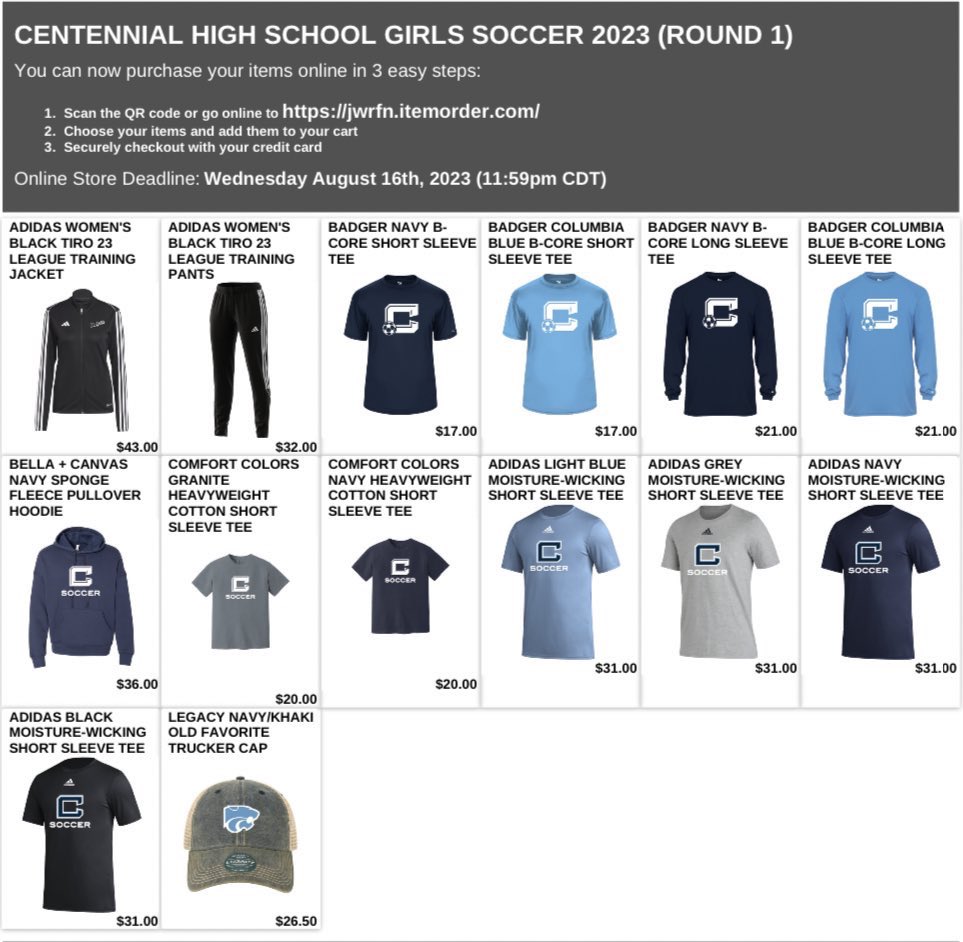 wcsCHSgsoccer's tweet photo. Team Store is live! 🐾⚽️  @MathewsTeam https://t.co/lPGoabW1wv