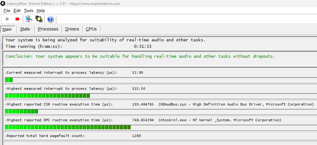 Charlese2's tweet photo. @Venalis21 It's a bit harder to check but would run LatencyMon https://t.co/2kK4MNwDfN and see if any of the latencies are high while the sound issues are happening. https://t.co/Sc7lBidjQA