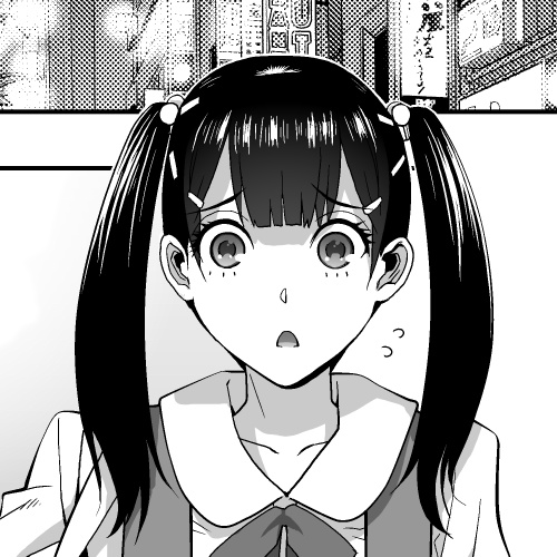 トーン仕上げ始めて完成1ページ目から正面顔の左右のゆがみのひどさに気がつき修正。あごの輪郭、耳の位置、目の高さ、鼻の位置
許容範囲までもっていくのがひと苦労・・・
こうして見ててもまだ直したくなってくる 