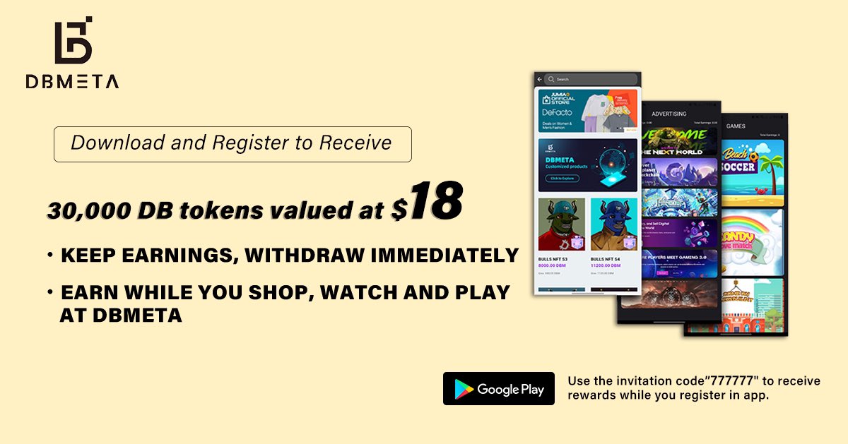 🪂 Come to join DBMETA GIVEAWAY!
🤑 Reward: $50,000
🚧 End Date:25th, Aug

🔗 Givewaway Link : t.me/demetaairdrop0…

📝 Do tasks to participate in $50,000 GIVEAWAY! 🚀Download and Register with invitation code 777777 to receive 30,000DB valued $18! #PlayToEarn #Bitcoin