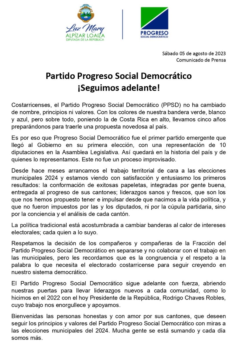 La congruencia y el respeto a la palabra dada es lo que necesita el electorado costarricense para seguir creyendo en nuestro sistema democrático. 📷¡Seguimos adelante!📷 #SomosProgreso 📷📷📷. Somos Progreso Social Democrático, el Partido de Gobierno.