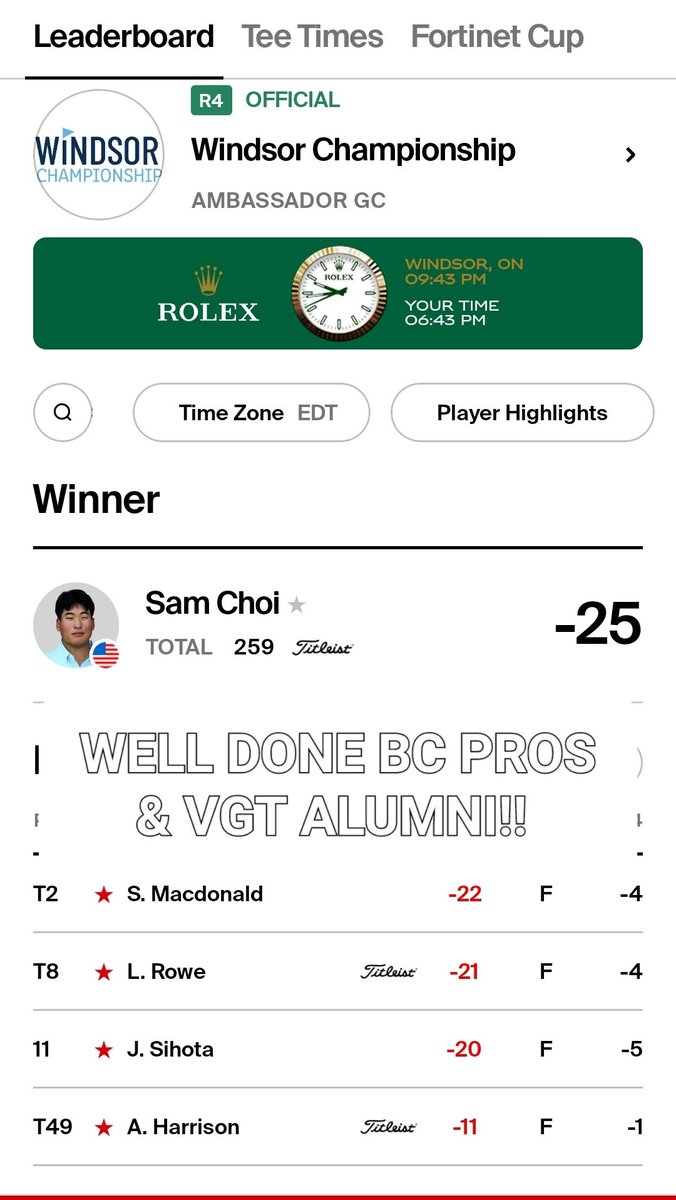 vancouvergolf's tweet photo. NICE WEEKEND FOR BC PROS & @VanGolfTour Alumni on @PGATOUR @KornFerryTour @PGATOURCanada !
CONGRATS ON SOME AMAZING PLAY #BCPROS #VGTPROS !! https://t.co/OoGgRakfTE