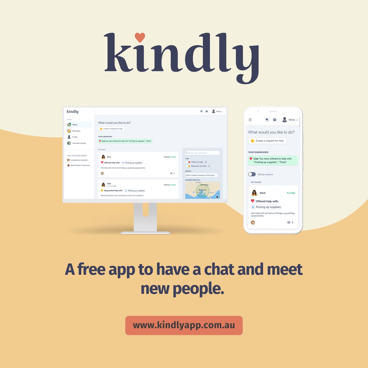 1 in 3 Australians are lonely.

It’s Loneliness Awareness Week &amp; we are calling on all Australians to check in on a lonely mate, relative or community member. 

If you’re lonely, there are 20,000 of us who care.

kindlyapp.com.au

#lonelynotalone #lonlinessawarenessweekau