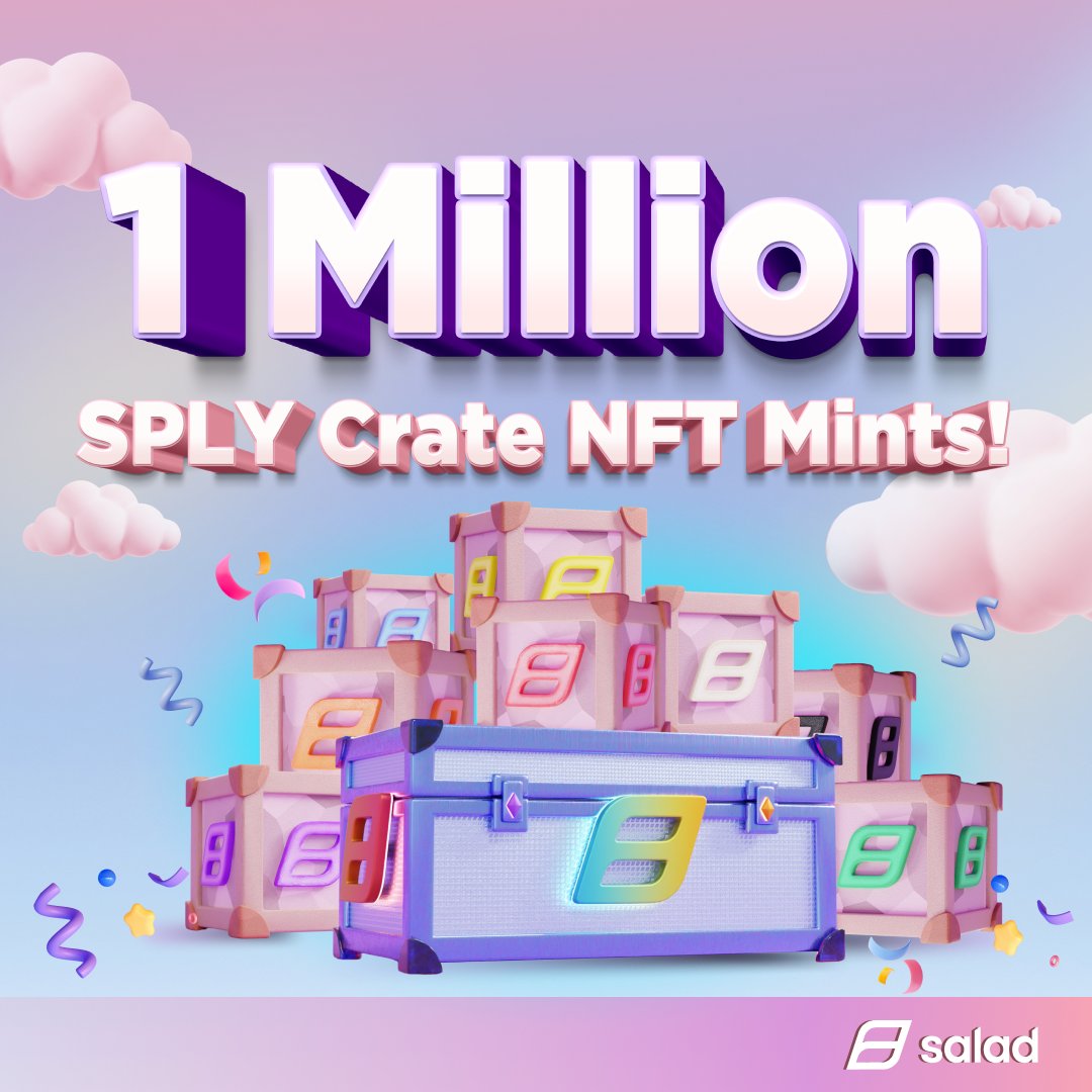 BIG NEWS: We've triumphantly surpassed the 1 MILLION mints milestone for our prized SPLY crate NFTs. ✨

This collection holds secrets beyond the surface, waiting to be discovered👀

P.s Have you claimed your Rainbow SPLY crate yet? 🌈