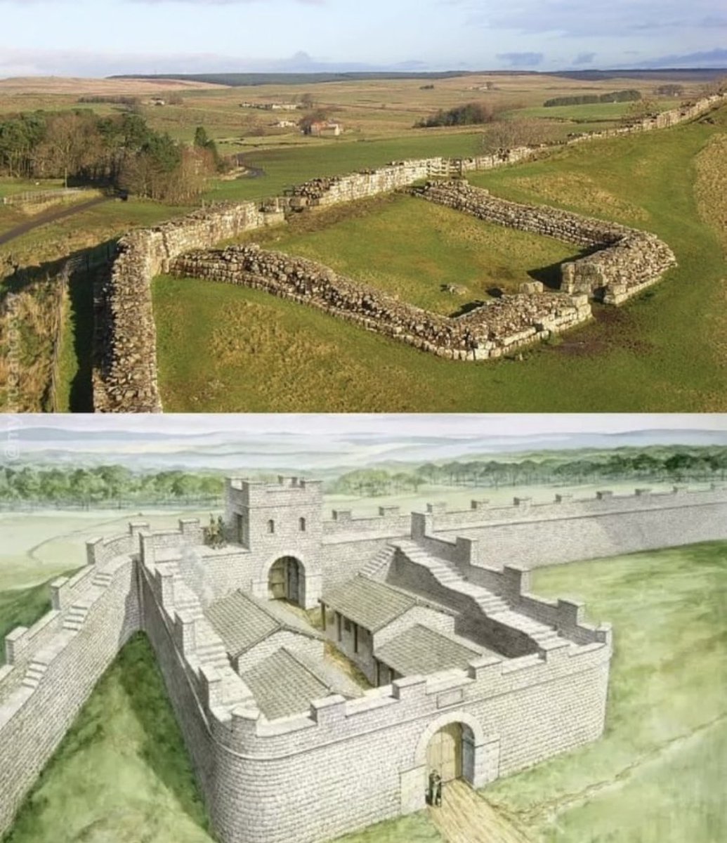 historyinmemes's tweet image. A milecastle was a small rectangular fort built during the period of the Roman Empire. They were placed at intervals of approximately one Roman mile along several major frontiers, for example, Hadrian&apos;s Wall in Great Britain.

Along Hadrian&apos;s Wall, milecastles were initially…