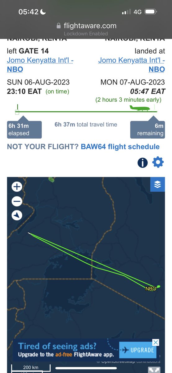 NeilWalsh_UN's tweet photo. So…I was cleared to fly to Belfast 😃
But as the flight approached Niger the airspace was shut. 7 hours into the journey and I’ve just landed back in Nairobi where we have to stay on the plane for at least an hour before deplaning.
And there’s no @British_Airways plan. #BA64 https://t.co/yfBSYsRRqC