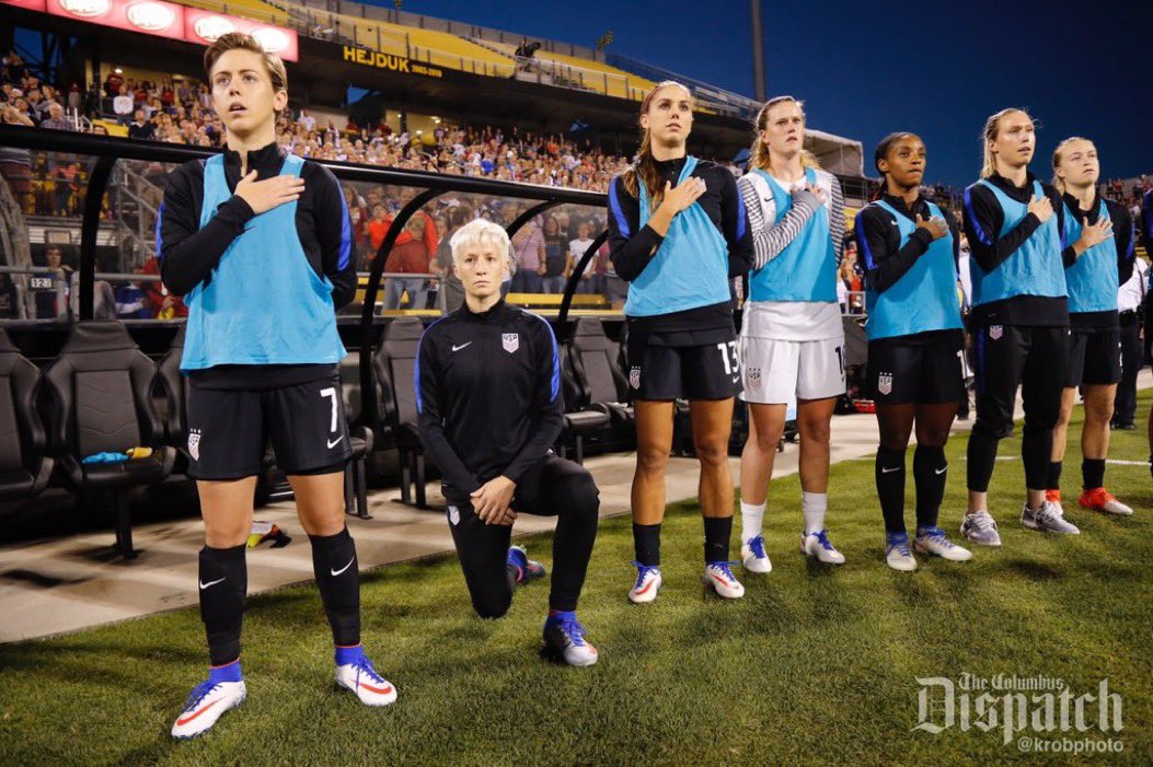 renevanhees23's tweet photo. Lost all respect for Megan Rapinoe when she did this. She’s the main reason I stopped watching them play. If you have zero respect for your country you do not deserve to represent your country…it’s that simple. https://t.co/DoNyUlosA1