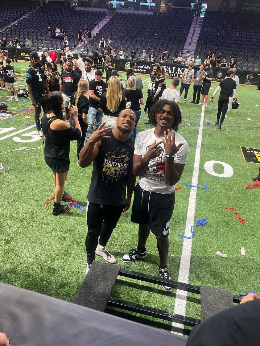 dame_dayz's tweet photo. Had an awesome weekend sitting front row watching my older cousin Justin Rankin who plays for the @PanthersIFL win the 2023 @IndoorFL Championship game! It was an exciting &amp; inspiring experience. He's the #1 RB in the @IndoorFL He's HIM.... #RingHim #BayAreaPanthers 🏆💍 https://t.co/dVdIhjWqLN