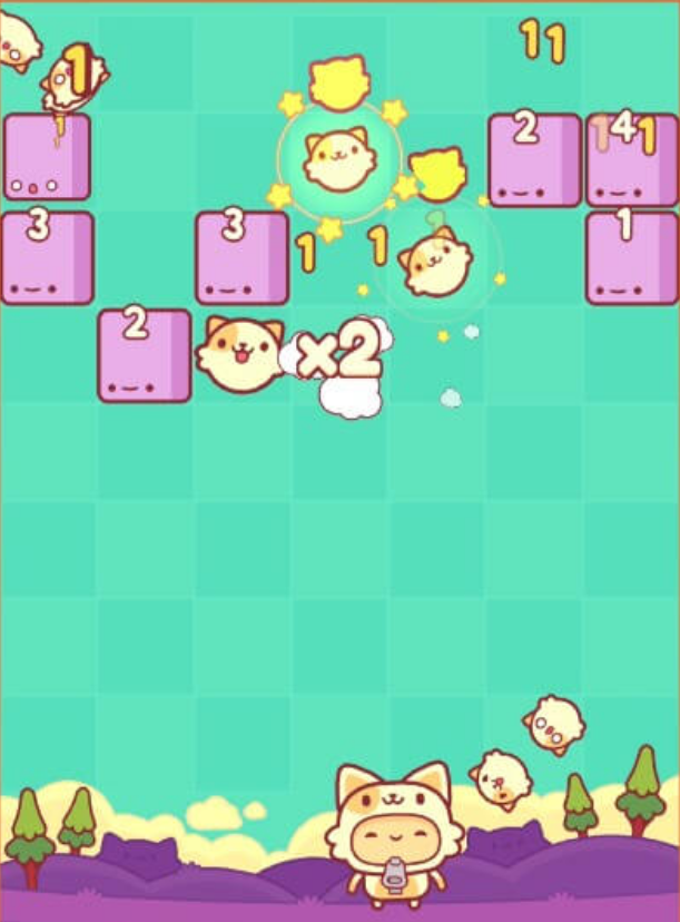 Challenge your kitty bouncing and hitting skills in this block-busting app, Piffle! Play free: apps-4-free.com/games/piffle