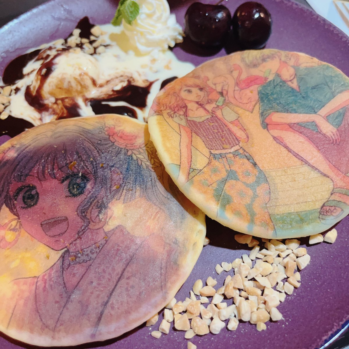 「榎本先生イメージのゴシックチェリーカルピスと私のパンケーキを作っていただきました」|山口しずか📙「30歳喪女、平成ギャルになる。」「ポンパドール夫人〜(作画)」連載中のイラスト