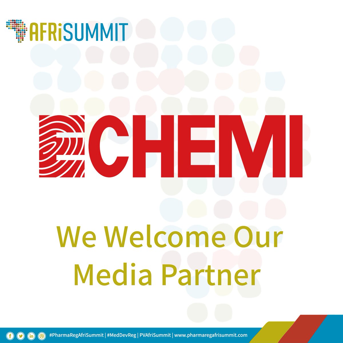 AfriReg's tweet photo. We are thrilled to announce that @Echemiqd has joined us as our #media #partner for #AfriSummit 2023!

For more information, please visit: https://t.co/u7CA9enJcA

#AfriSummit #Pharmacists #RegulatoryAffairs #MedicalDevice #QPPV #HealthcareSummit #IndustryEvent https://t.co/uCG4c8fvet