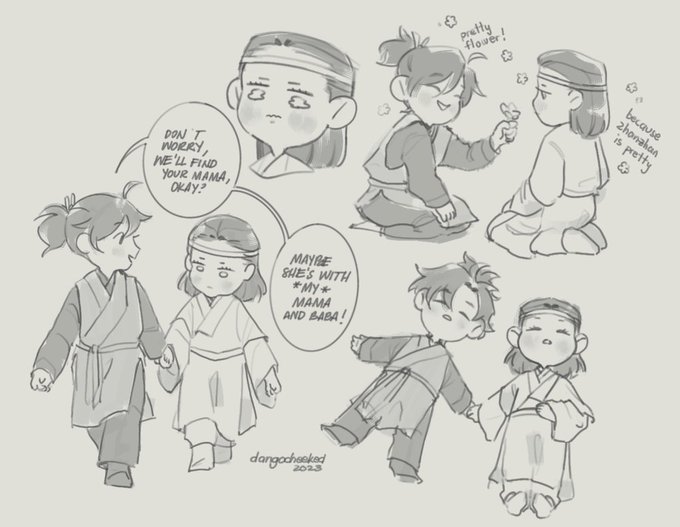 [age regression au 1/N] post-canon wangxian get hit with a curse!!! 😭 they forget a lot of things but remain attached at the hip. 🥺 #mdzs #wangxian