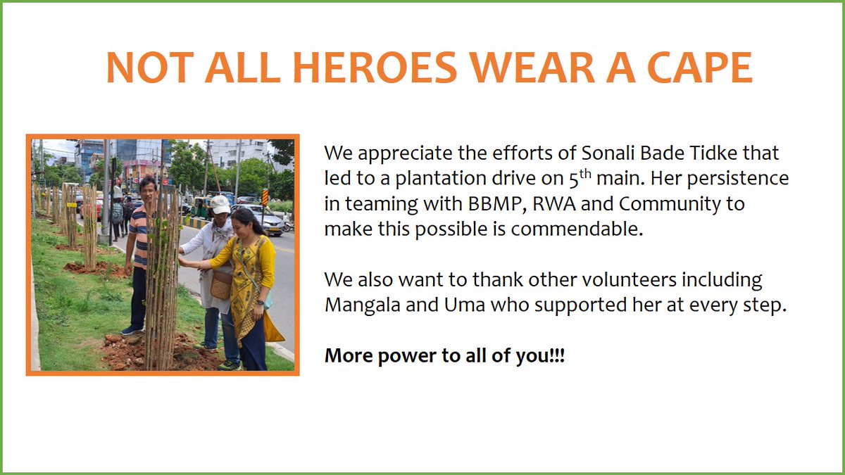 Tree plantation drive organized by Salarpuria Serenity residents (led by Sonali Bade Tidke). We are thankful to BBMP, RWA and neighborhood community that came together to make it a success. We have planted 153 trees on 5th and 9th main roads. Hope to see these trees flourish.