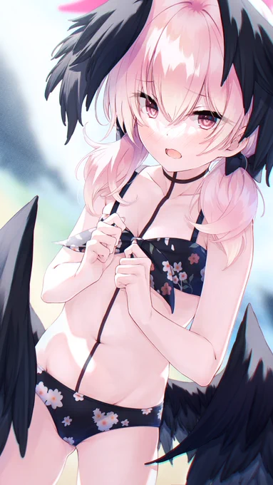 水着コハルさん。 ブルアカの華奢なキャラの腰回りのこだわりがすごい・・・ #ブルアカ