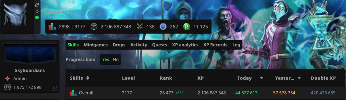 ShockerCT's tweet image. I managed to meet my goal of 420m xp this dxp is #runescape can't wait for the morning!