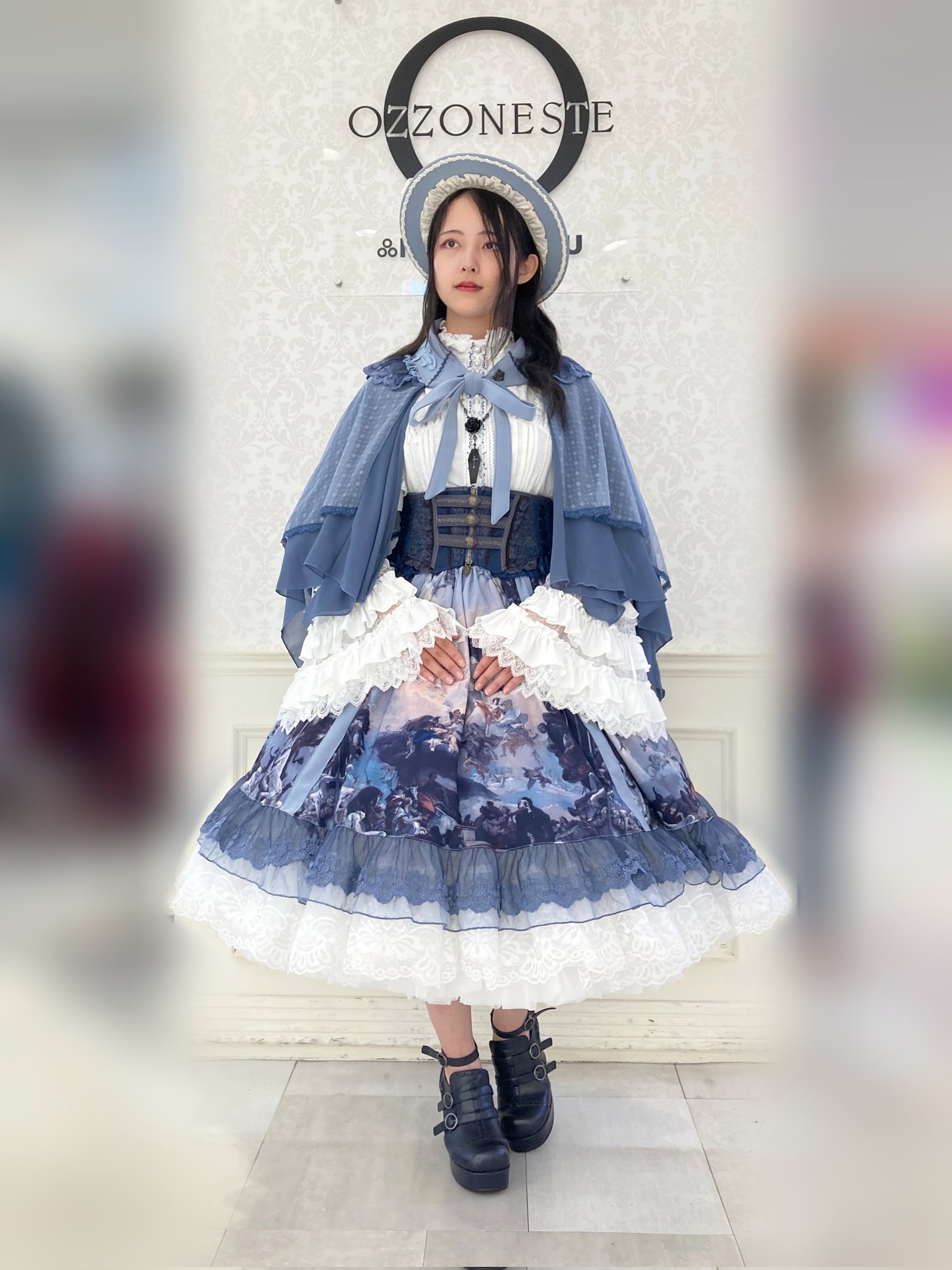 OZZ Croceストライプロングブラウス