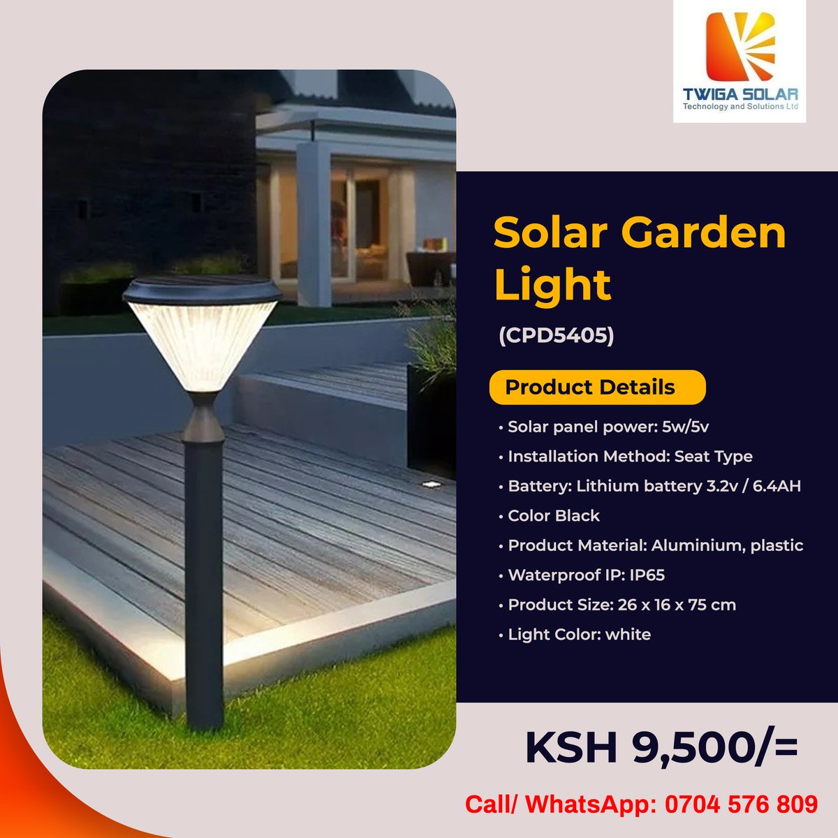 twiga_solar's tweet photo. Twiga Solar 
Solar Garden light 
Location: Mombasa Road United Complex building 
----
#MainaAndKingangi 
Arsenal
#ARSMCI 
#CommunityShield 
#Brekko https://t.co/Cg0YMMSUPS