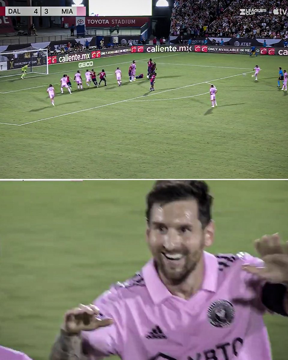 ESPNFC's tweet photo. MESSI SAVES INTER MIAMI WITH A FREE KICK GOLAZO! 4-4! https://t.co/2uZ9rIAhit