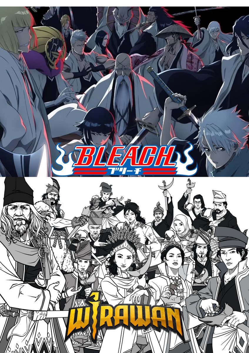 HilalAsyraf's tweet photo. Suka sangat dengan konsep Bleach, sampai buat Wirawan.

Namun ada beberapa perbezaan ketara.

Bleach ada shinigami.
Wirawan ada pendekar.

Bleach punya shinigami ada 13 captains & 13 vice captains.
Wirawan punya pendekar ada 7 Wira & 7 timbalan Wira.

Bleach punya shinigami pakai katana yang digelar zanpakuto.
Wirawan punya pendekar pakai keris yang tetap digelar keris.

Bleach punya Shinigami ada 2 tahap kuasa. Shikai & Bankai.
Wirawan punya pendekar ada 3 tahap kuasa. Petala Jiwa, Petala Atma & Petala Sukma.

Bankai Bleach merupakan satu lagi perubahan kepada senjata/serangan.
Petala Sukma Wirawan pula senjata tak berubah, tetapi pendekar akan ada zirah & disertai entiti untuk bertarung bersamanya. Perubahan senjata hanya berlaku pada Petala Atma, dari keris kepada senjata tertentu mengikut terjemahan jiwa seorang pendekar.

Pakaian shinigami dalam Bleach berdasarkan busana budaya Jepun.
Pakaian pendekar dalam Wirawan bertemakan elemen busana melayu nusantara.

Untuk Wirawan, saya cuba ambil inspirasi juga dari Silat Legenda dan Saint Seiya.

InsyaAllah Wirawan akan terbit dalam bentuk novel(sebelum PBAKL2024) dan komik(pada Oktober 2024), yang mana novel & komik ni membawa dua cerita berbeza, tetapi dalam semesta yang sama yakni semesta Wirawan, dan saling ada perkaitan antara dua cerita tersebut.

Mohon doa dan sokongan semua!
