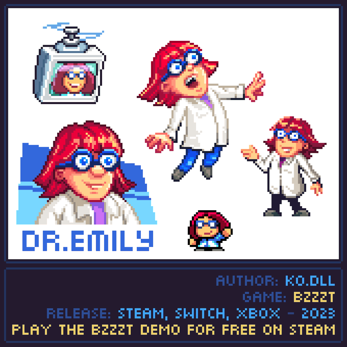ko_dll's tweet photo. Emily sprites from the BZZZT game.

#gameshowcaseworkinprogress #pixelart #pixelartist #indiedeveloper #indiegamedev #solo_dev #gamedev #indiegame #bzzzt #steam https://t.co/2dJMOpvcTZ