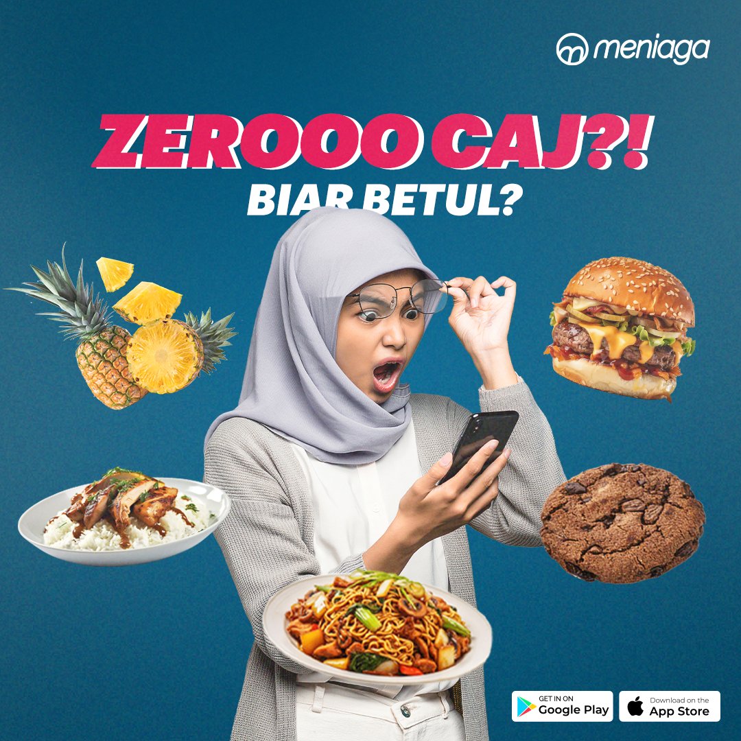 Ya zero caj! Kami tak ambil caj dari peniaga. Betul!  
Apa lagi? Mulalah berniaga di meniaga!  

Muat turun dan daftar di aplikasi meniaga hari ini:  
📱Android:bit.ly/DownloadMeniag…
📱 iPhone : bit.ly/DownloadMeniag…

 #JomMeniaga #supportlokal  #meniaga  #meniagadarirumah