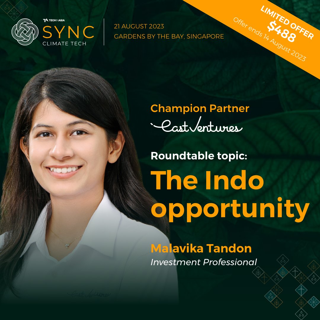 eastventures's tweet image. Join us for fireside chats and expert roundtables moderated by Malavika Tandon and Zhengyi Zhu, Investment Professionals at East Ventures.

📅 Mon, 21 Aug 2023
📍 Gardens by The Bay 🇸🇬
💻 sync.techinasia.com

@techinasia #EastVentures #TechinAsia  #TechinAsiaSYNC