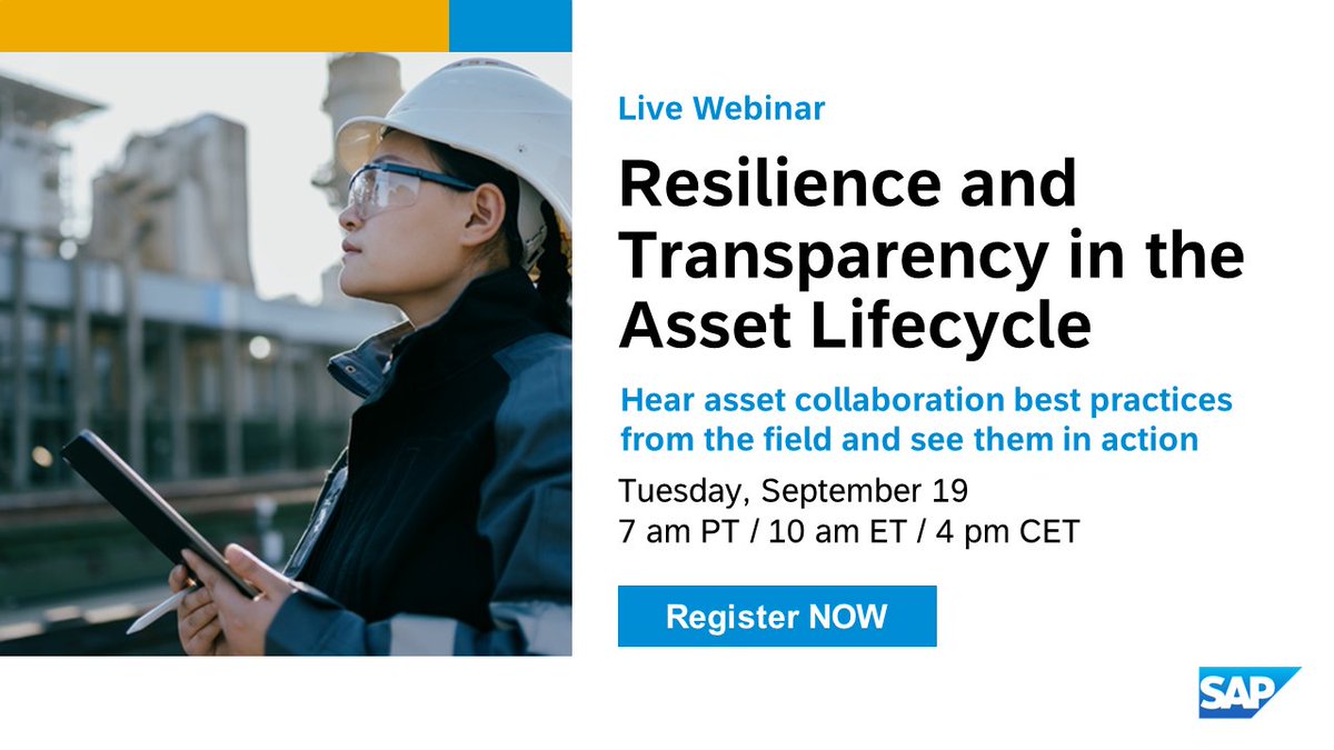 PabloOspinaBuzz's tweet photo. Join @SAP and @Accenture for an overview and demonstration of #SAPBusinessNetwork Asset Collaboration. Learn how equipment operators, equipment manufacturers, and maintenance service providers come together on SAP Business Network. Register now: https://t.co/szH4OxGkAm https://t.co/3MRyHM8n82