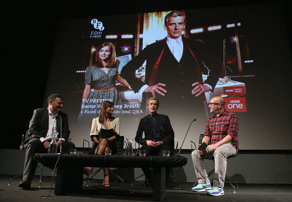 brinatello's tweet photo. #MondayMemories (August 7, 2014): the #DoctorWhoWorldTour 🧳 began with #PeterCapaldi and @Jenna_Coleman_ promoting #DoctorWho S8 with screenings of #DeepBreath. Day 1 was Cardiff, Wales with @theblackpaddy (#DannyPink) and Showrunner @SWmoff, followed by BFI Southbank in London. https://t.co/EITj1ZwEJf