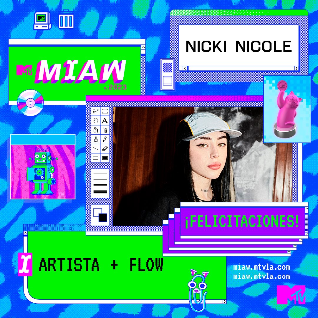 eeemiliano's tweet photo. Marcos Ginocchio, Nicki Nicole y "Los del espacio" ganadores de los #MTVMIAW2023 https://t.co/UMJBh6yakK