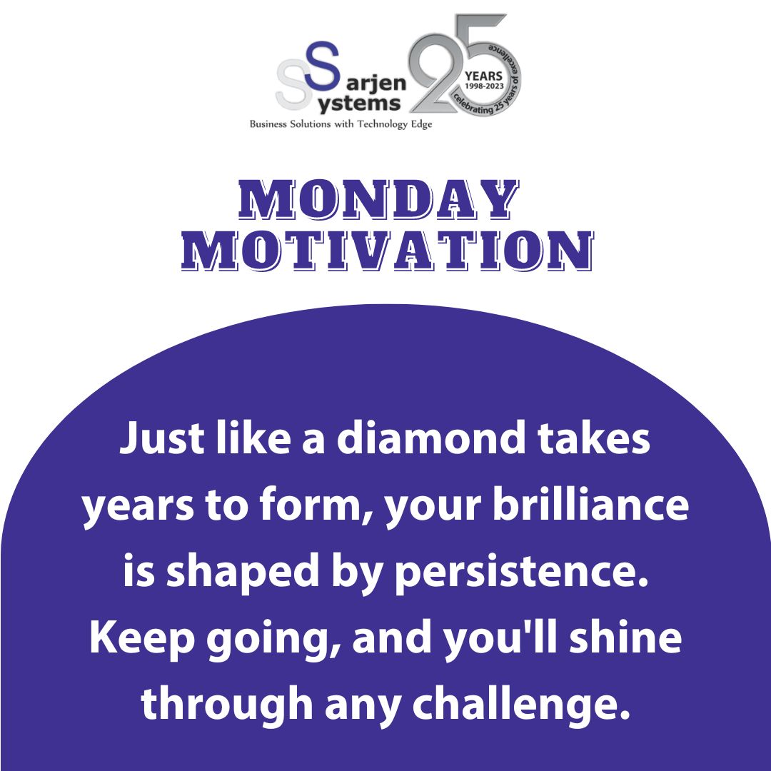 SarjenSystems's tweet photo. In the face of challenges, remember that, just like diamonds, brilliance is formed with time and persistence. Keep going and let your light shine through!
#MondayMotivation #workhard #success #sarjensystems https://t.co/jbLrjUrsGQ