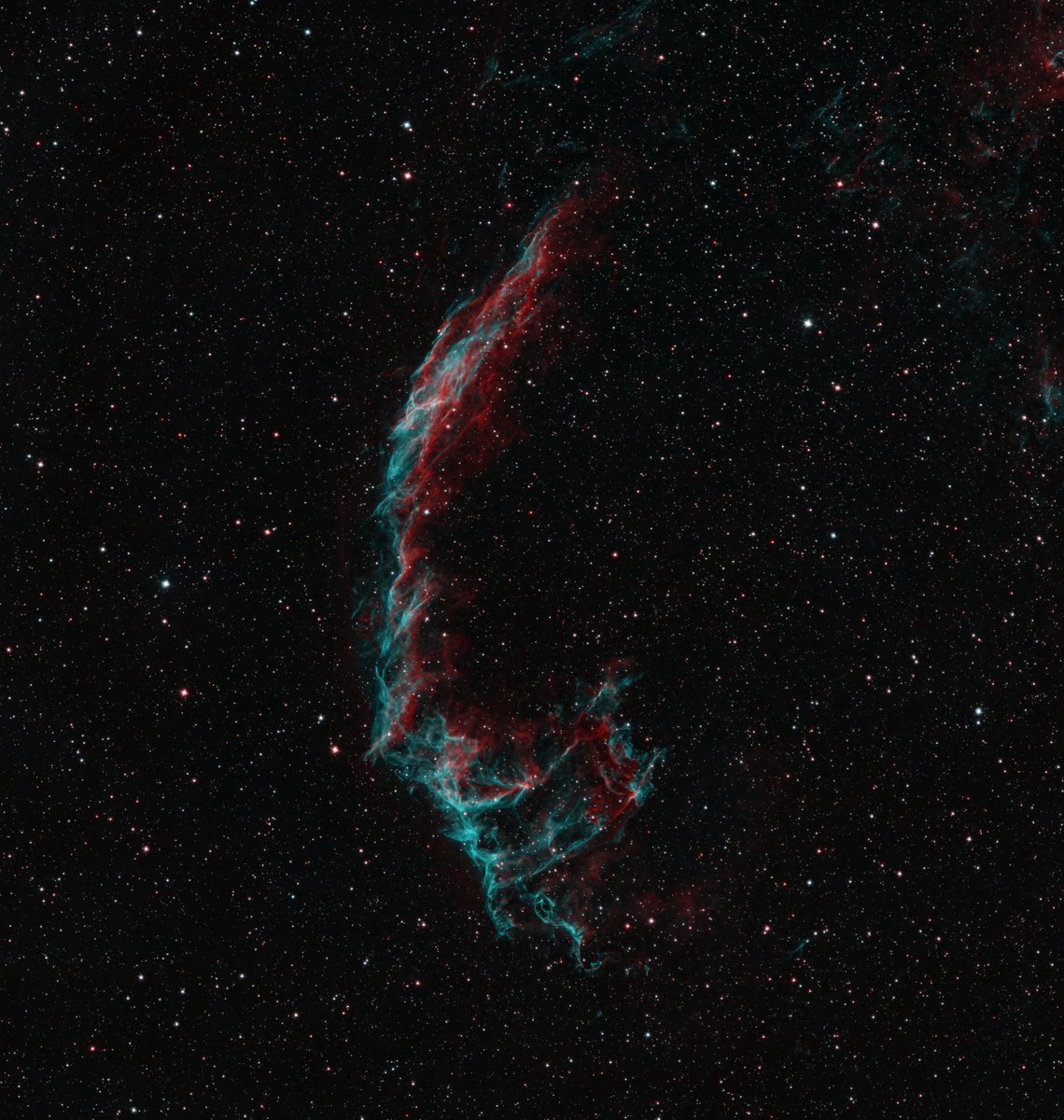 The Batman nebula! This Eastern Veil Nebula segment is born from the remnants of a colossal supernova. It's part of the giant veil nebula complex. It kinda looks like a large Batman/Joker doesn't it? #veilnebula #Astrophotography